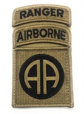 82nd Airborne OCP Patch w/ABN and RANGER tab sewn together W/ hook fastener (EA)