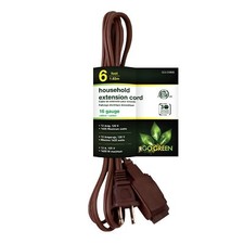 Go Green Power Inc. 16/2 6ft Household Extension Cord With 3 Outlets Brown Discr