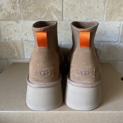 UGG CLASSIC MINI DIPPER PLATFORM CHESTNUT SHEARLING LINED BOOTS US