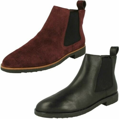 Clarks 431104d Griffin Plaza Burgundy Suede Womens Chelsea Boots