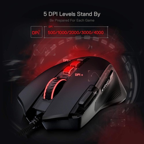 Ratón para juegos REDRAGON M612 Predator RGB, 8000 DPI con cable óptico, 11 programables - Imagen 6 de 9