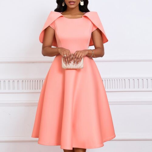 Vestido midi informal con volantes manga corta para invitada de boda línea A para mujer - Imagen 44 de 65