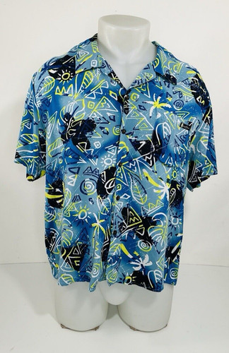 MAUI AND SONS - Abstract Floral Hawaiian Aloha Mens Lg. Shirt