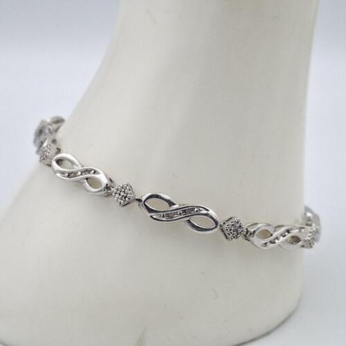 8" 925 Sterling Silver Round Diamond Accent 5mm Infinity Link Bracelet - Picture 8 of 12