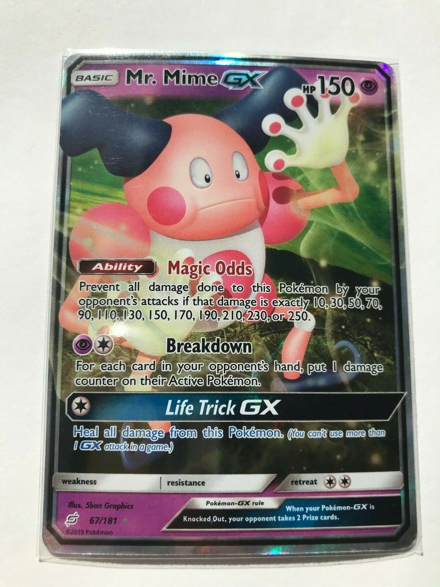 Mr. Mime GX ULTRA RARE 67/181 Team Up Pokemon card TCG NM HOLO