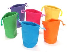 One Dozen Bright Color Canvas Drawstring Bags