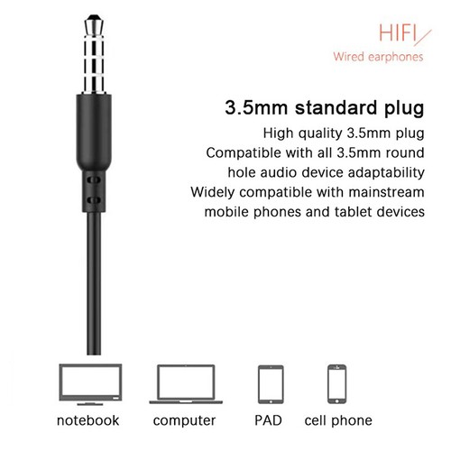 Headset 3.5mm Earbuds High Quality In-ear For Phone Computer Headphone With Mic - Zdjęcie 3 z 12