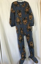 New Carter's Kid Boys 1-Piece Wolf Fleece Footie Pajamas Gray sz 6,7