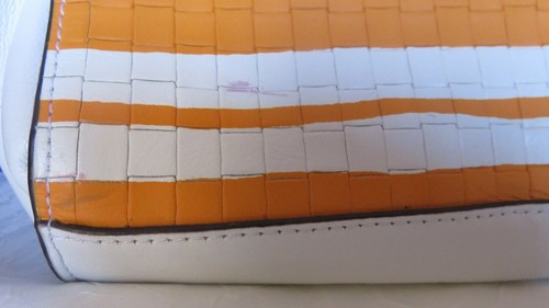 Coach Purse Tote Orange and White striped Zipper closure - Picture 3 of 4
