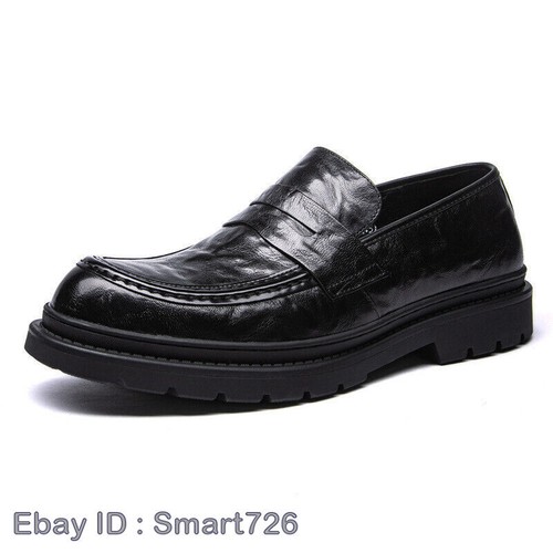 Mens Real Leather Casual Business Oxfords Black Slip on Comfort Loafers Shoes Sz - Picture 5 of 14
