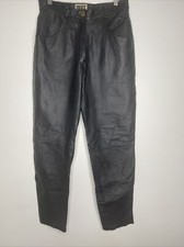 Vintage Forenza Black Leather Pants Womens sz 12 High Rise Straight Leg