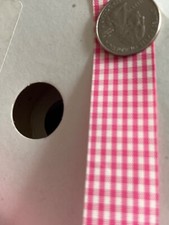 7/8 inch gingham check red white ribbon by the 2 yard piece, includes shipping