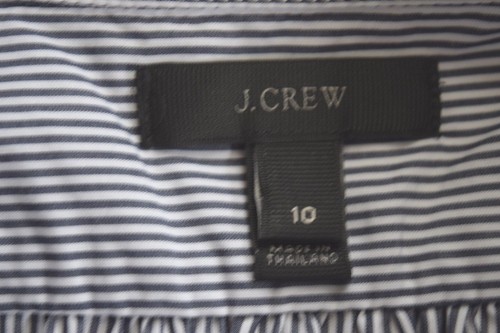 J Crew Blue-Black/White Striped Front Buttons 100% Cotton Blouse Top Shirt 10 - Picture 8 of 9