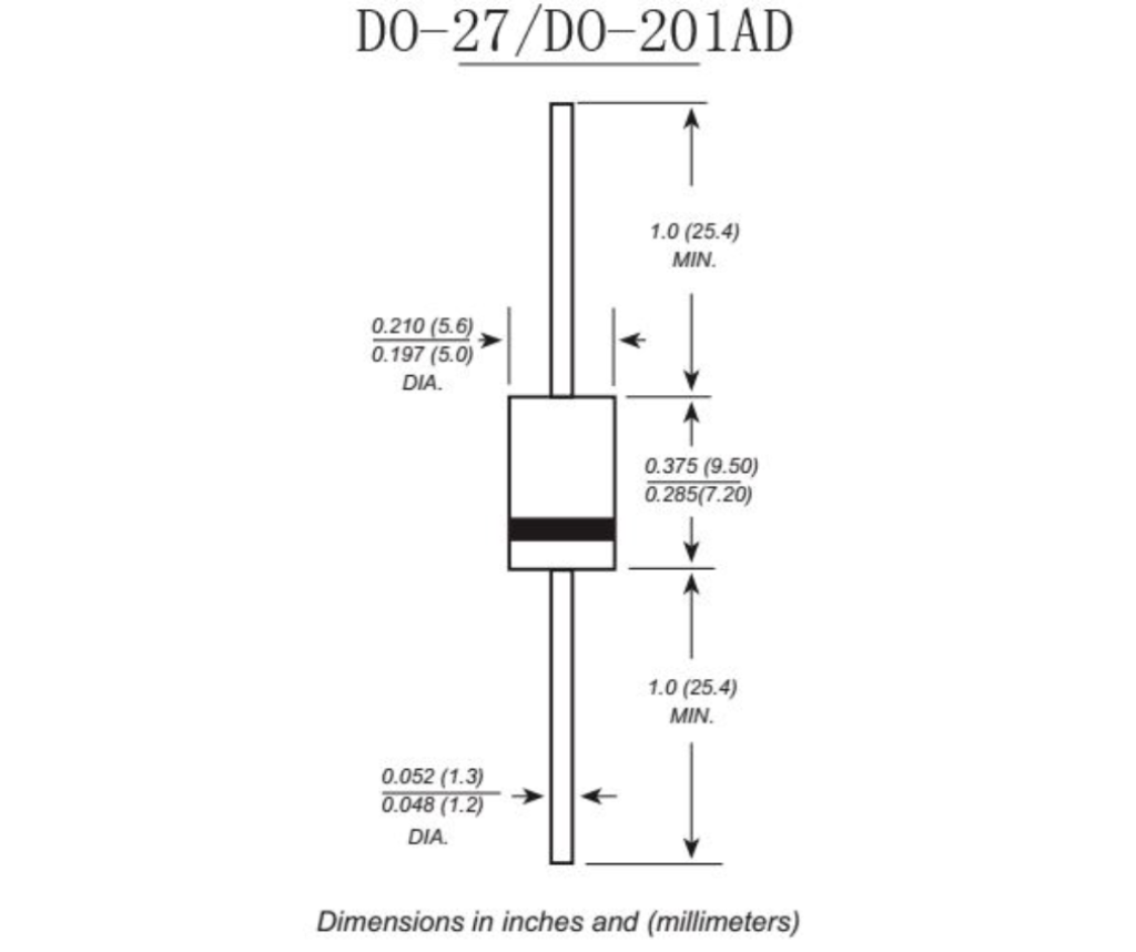 5A 60V Schottky Diode 10-Piece SR560 SB560 Schottky Diodes - DO-201AD ...