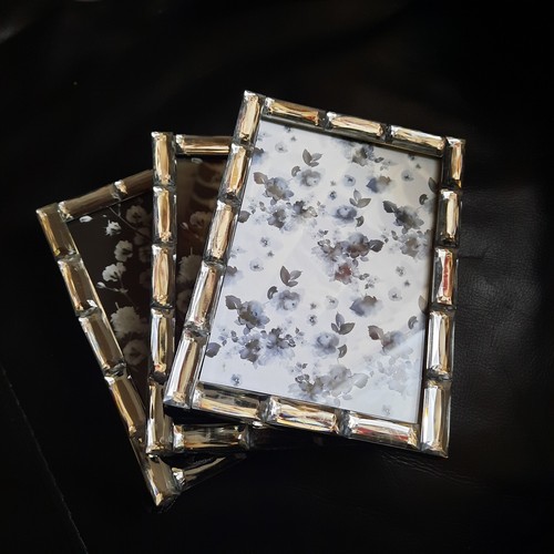 Glitter Sparkle Glass Mirror Effect Wedding Gift Placecard Home Photo Frame Xmas - Picture 4 of 4