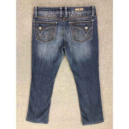 Wrangler Rock 47 Jeans Women's 29x32 Low Rise Dark Wash Denim Fade Stretch - Picture 2 of 11