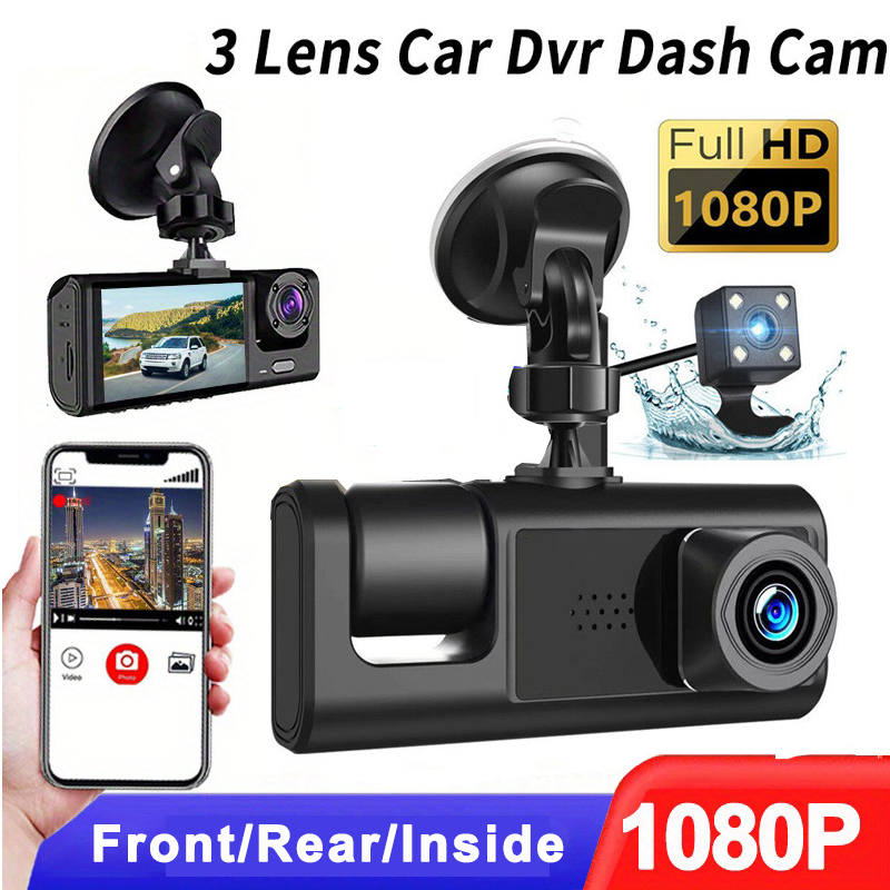 Dual Lens Car Dash Cam with Front Rear Inside HD 1080P and G-Sensor