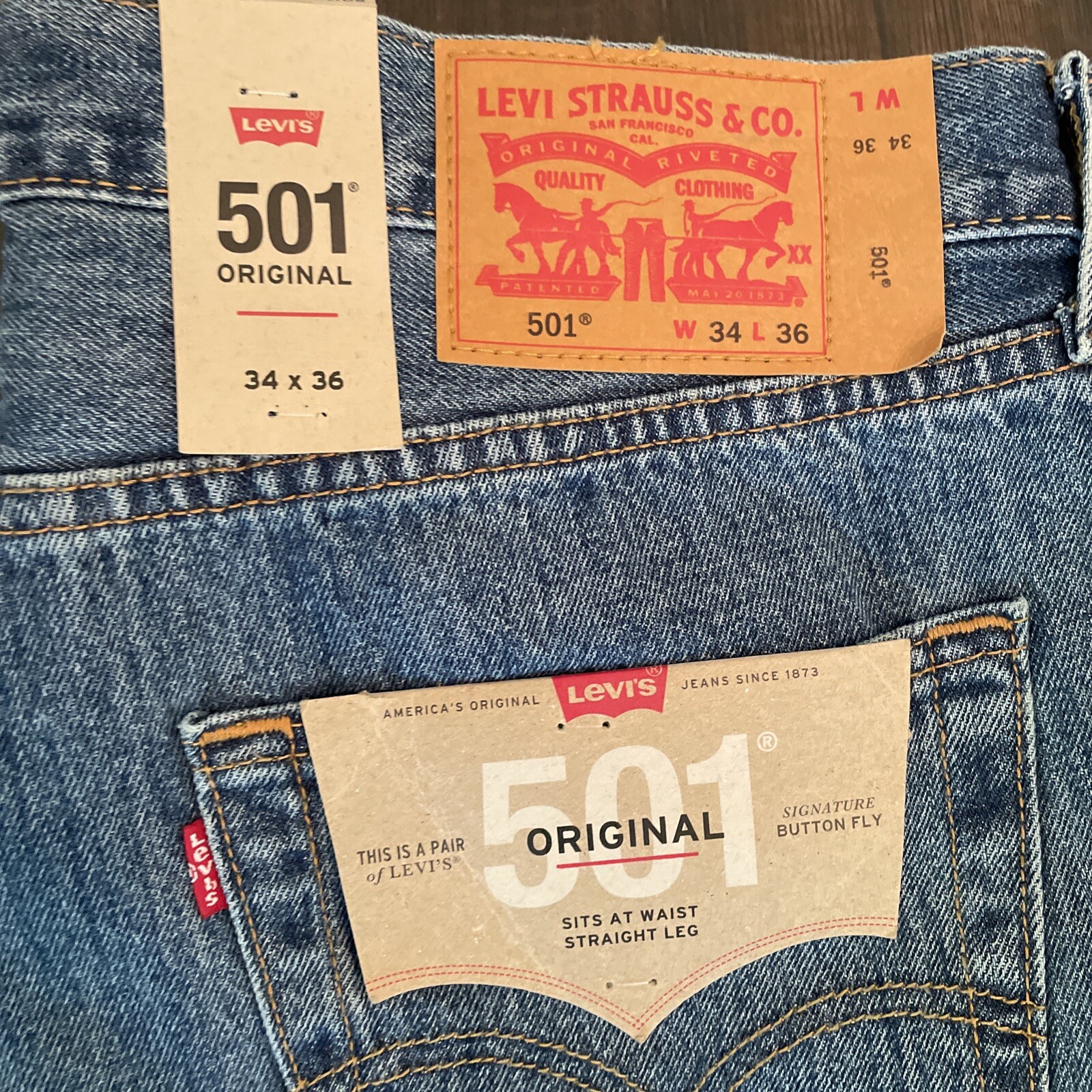 New Levi's 501 Button Fly Original Fit Dark Blue Men's Jeans ...