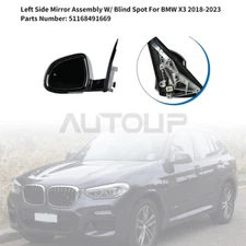 Black Left Driver Side Mirror Assembly 51168491669 For BMW X3 G01 2018-2024