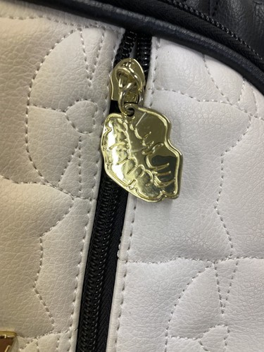 NEW WT Betsey Johnson Large Quilted Cat Face Backpack Black/White/Gold LBBROOK - Picture 9 of 20