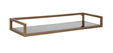 Kate & Laurel 3" x 8" x 24"  Blex Metal & Glass Wall Accent Shelf Gold