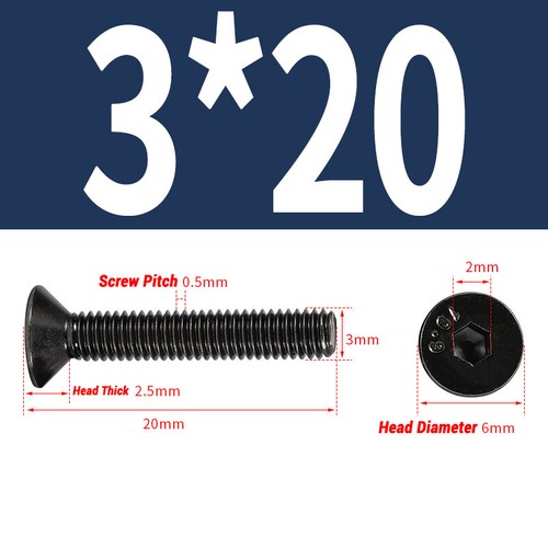 M2 M2.5 M3 M4 M5 M6 M8 SOCKET COUNTERSUNK SCREWS 10.9 HT CSK HEX ALLEN KEY BOLTS - Picture 30 of 75