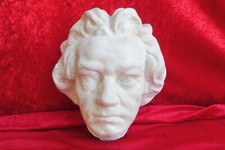 Large, old plaster mask, wall mask, head: Ludwig van Beethoven