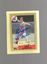 Autographed Ken Schrom Indians 86 All Star added 1987 Topps Free Shipping