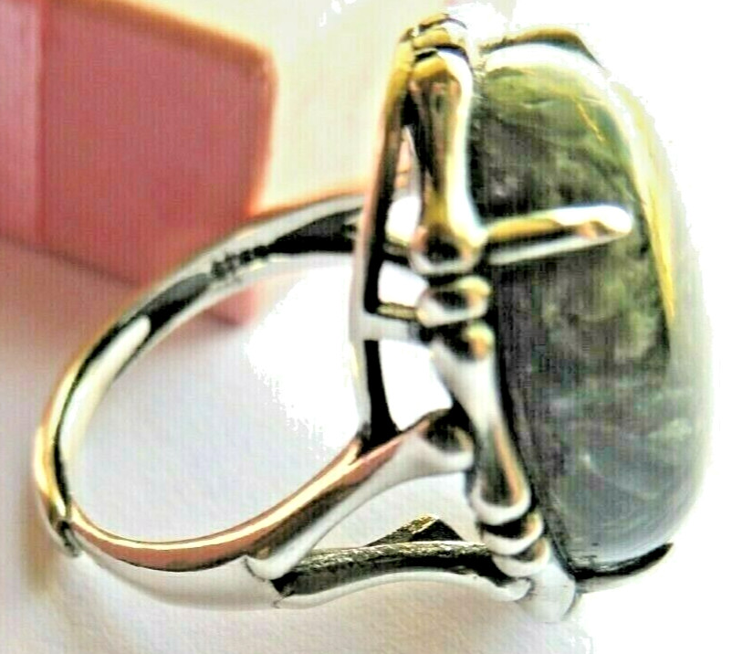 Bague séraphinite en argent massif, un bijou d'exception ajustable - 4