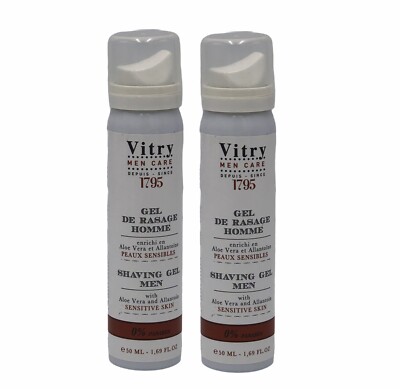 2 Pack Vitry Shaving Gel Aloe Vera Allantoin Sensitive Skin Shave 1.69 oz France