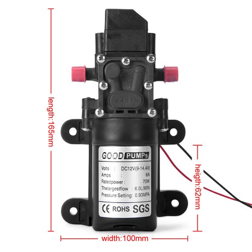 12V Water Pump 6L/Min High Pressure Self-Priming Caravan Camping Boat 70W 130PSI - Picture 3 of 12
