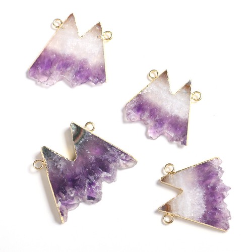 1pc Natural Raw Crystal Amethyst Slice Pendant Necklace Healing Quartz Gemstones - Picture 5 of 13