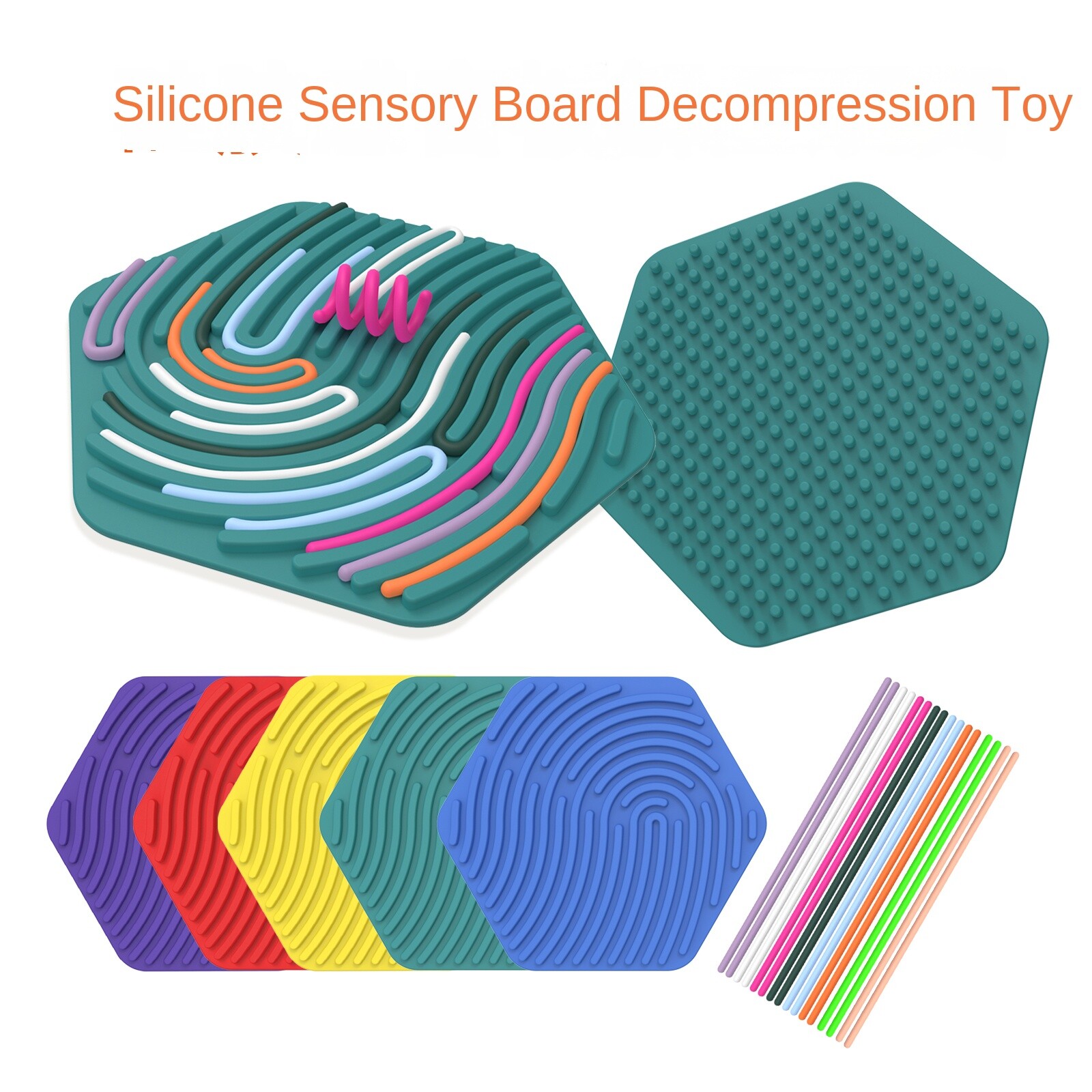 Sensorik Activity Board – Doppelseitig Mit 20 Silikon-Schnüren, Für Autismus, ADHD & Stressabbau, 12,5 Cm