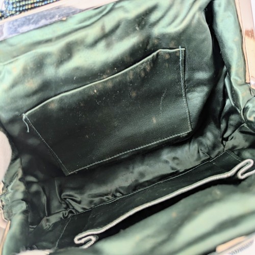 Japanese Vintage Beaded Evening Bag Dark green Geometric pattern 9x7 inch - Picture 17 of 20