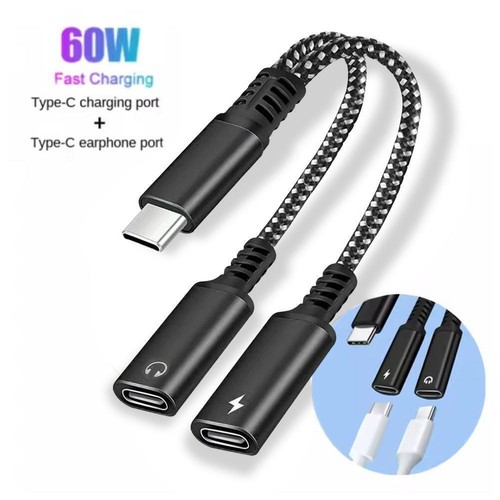 2in1 USB Type-C To 3.5mm Jack AUX Audio Splitter Converter +Charge Adapter W7D3 - Zdjęcie 8 z 13
