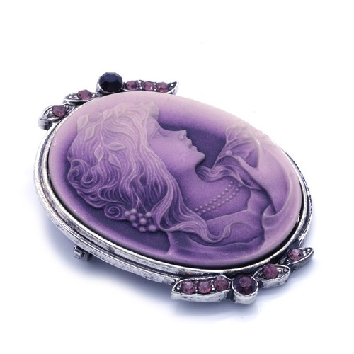 Colgante Broche Estilo Antiguo CAMEO Violeta Púrpura - Imagen 2 de 3