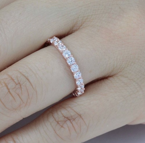 Bridal Gift 2.21Ct Genuine Moissanite Women's Full Eternity Band Ring 925 Silver - 第 4/6 張圖片