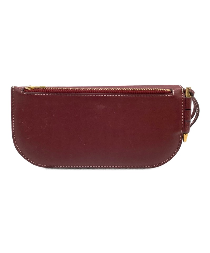 Loewe Anagram Wine Red Flap Snap Closure Side Handle Gold Hardware Long
