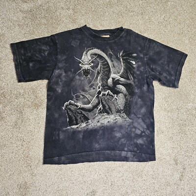 Vintage The Mountain Dragon T-Shirt Mens XXS Youth M Cyber Gamer Ironic Edgy Emo