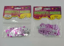 Leah Personalized Name Confetti Foil Pink & Silver 2 Packs Party Crafts Birthday
