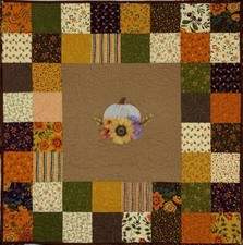 Quilted Wall Hanging/Table Topper, Machine Embroidered Center, Ready to use 
