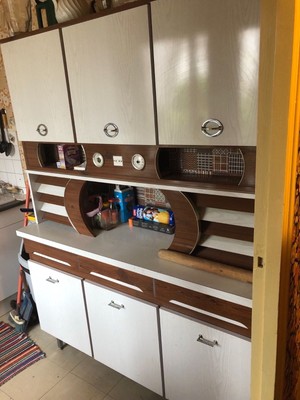 buffet formica années 40/60 crème et marron vintage ...