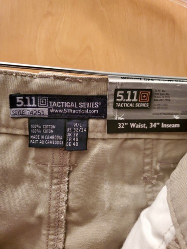 5.11 ORIGINAL TACTICAL PANT 74251 Khaki 32x34 NWT - Picture 6 of 6