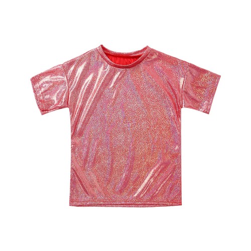 Girls Boys Top Silky Costume Dance T-shirt Unisex Blouse Sparkly Tee Children - Picture 29 of 43