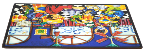 Café Placemat Whimsical Coffee Hard Bar Mat Kitchen Art City Restaurant Checker - Picture 3 of 3