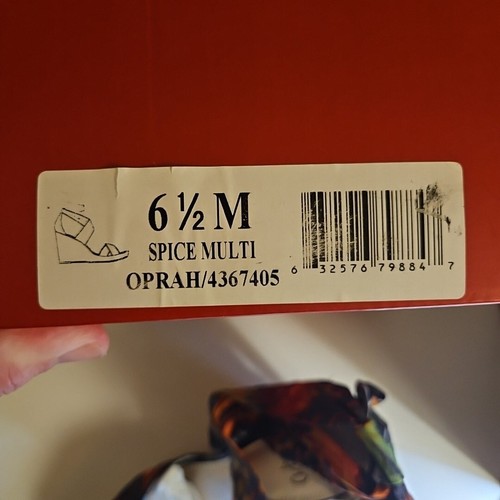 IMPO "Oprah" Wedge Sandal Cork Heel With Fabric Ankle Tie Size 6.5M Multicolor - Picture 10 of 11