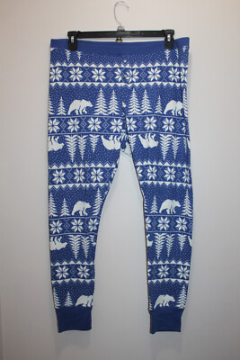 OLD NAVY WOMENS THERMAL PAJAMA LEGGINGS FAIR ISLE BLUE WHITE