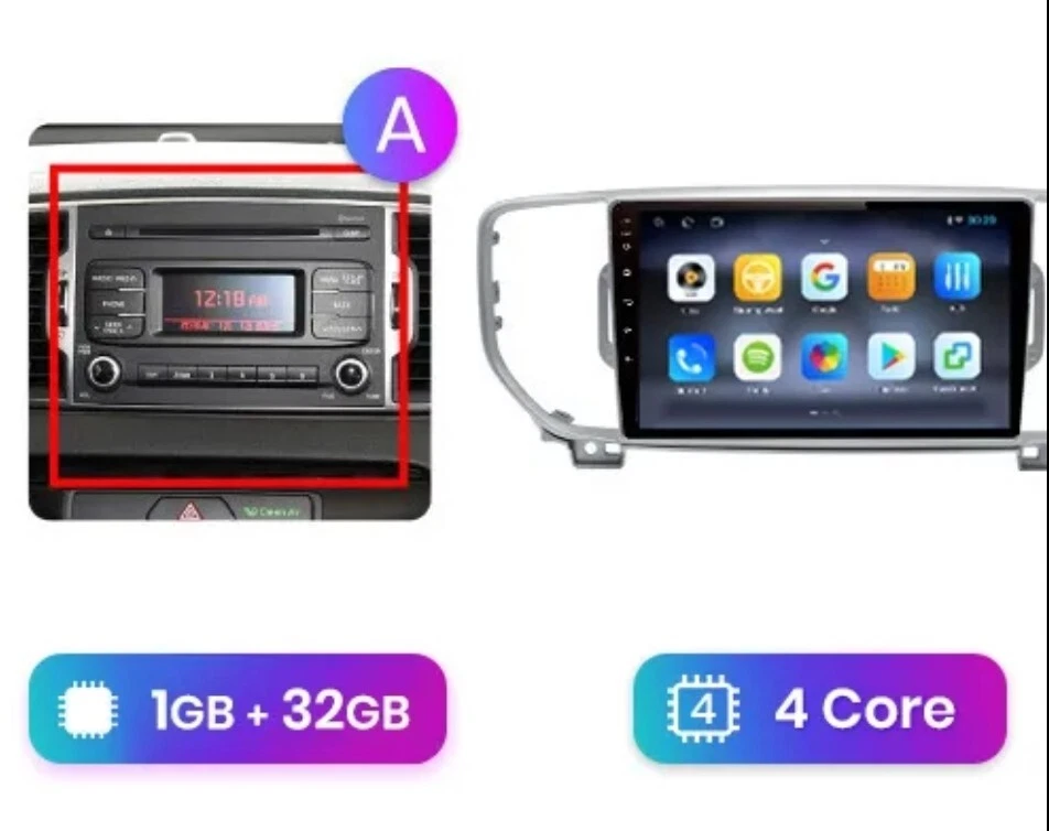 RADIO 2 DIN PER KIA SPORTAGE 4 BLUETOOTH USB ANDROID WI-FI NAVIGATORE GPS RDS - Immagine 2 di 4