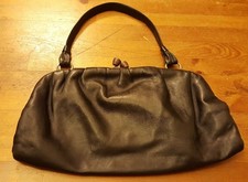 Vintage, Black, Leather, Baguette Handbag,1970s