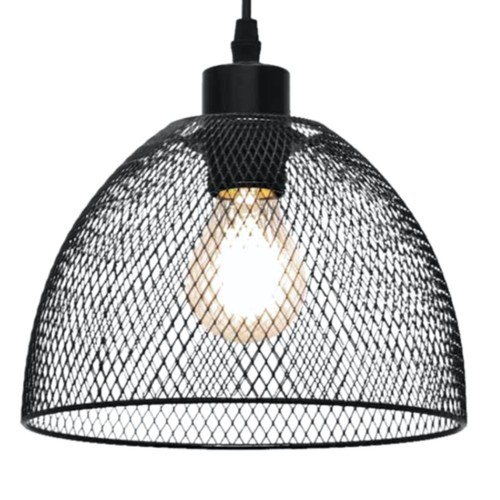 Set of 2 Matt Black Metal Mesh 22cm Easy Fit Ceiling Light Pendant Shades - Picture 2 of 6